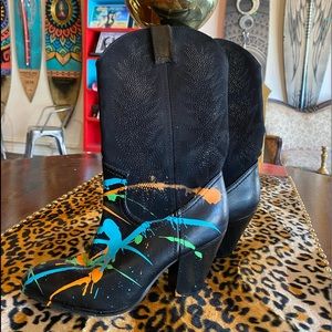 Black Hand Painted Miranda Lambert Western Boots